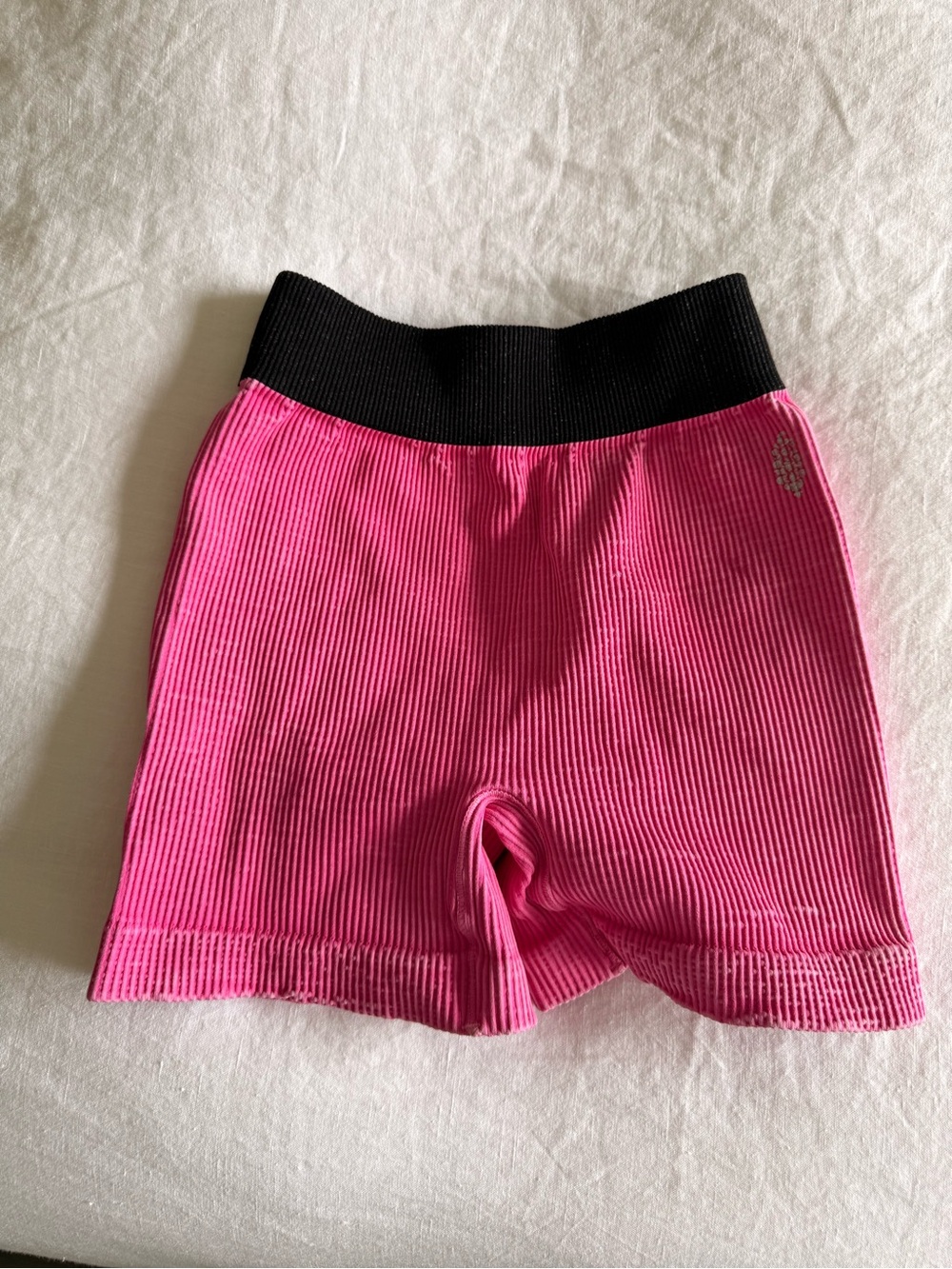 FP Movement by Free People Ribbed Hot Pink Athletic Shorts with Black Waistband